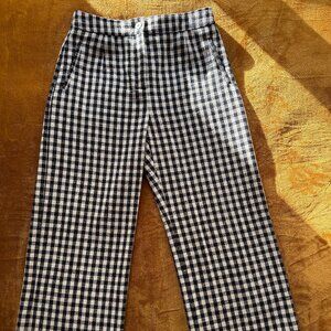 Sezane Martin Crop Trousers Black Ecru Gingham - Size 8